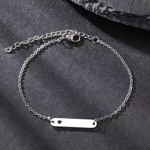 Silver heart bar bracelet for kids baby children Stainless Steel Nontarnish